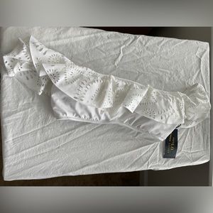 NWT Ralph Lauren Polo Laser-cut Off-the-shoulder Top In White, Small